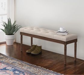 44” Tufted Upholstered Bench with Wood Frame