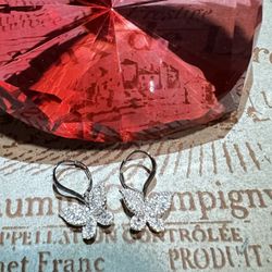 Earrings Butterfly- silver color  925 Mexico