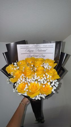 Yellow Rose and Baby's Breath Bouquet