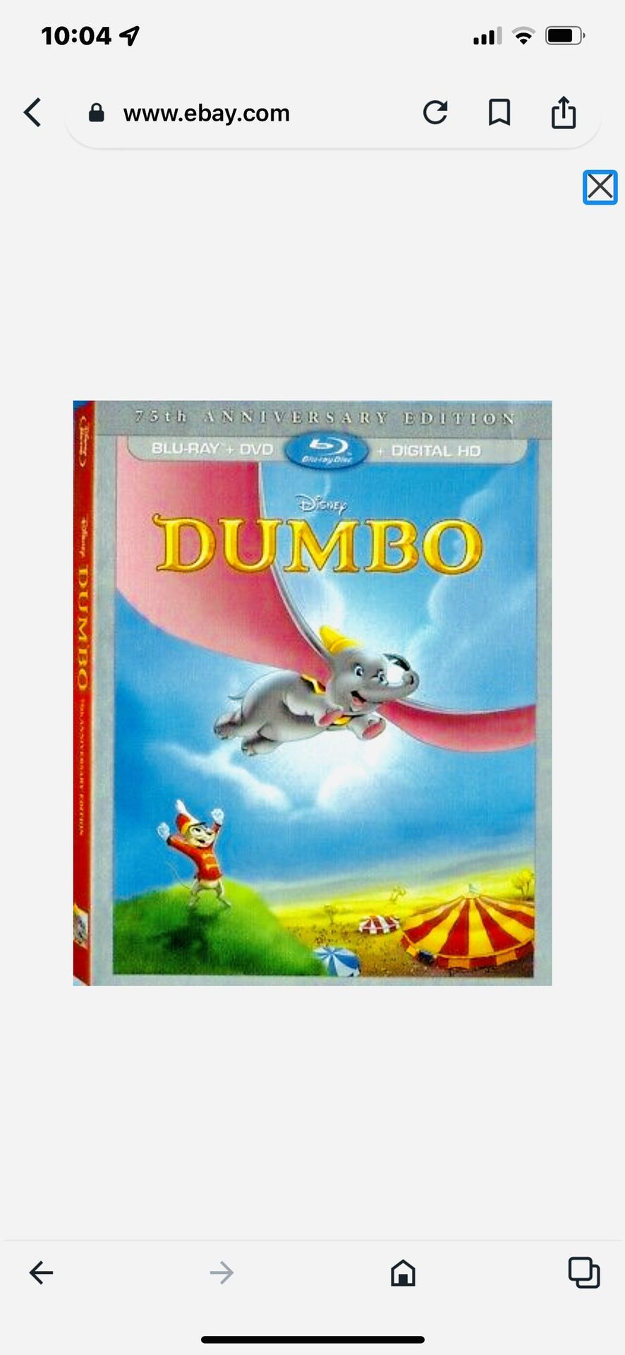 DUMBO Disney Blue-Ray and Digital HD