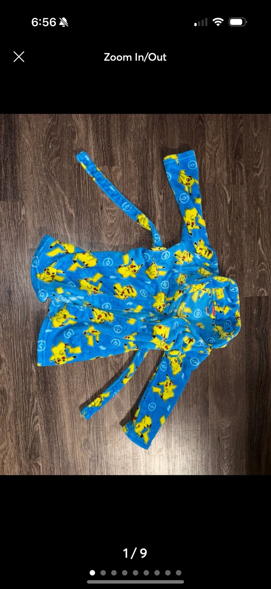Pokemon Boys Robe Size small (6/7) Pajamas Bathrobe Pikachu Kid Swimsuit Cover U