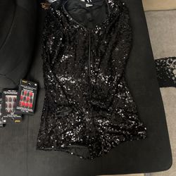 Sequence Black Romper Sz M