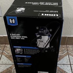Hart Aspiradora en Seco/húmedo de Acero Inoxidable de 6 Galones y 5 Picos HP con kit de Limpieza NEW