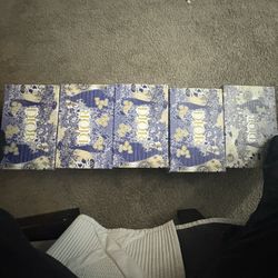 5 empty dior shoe boxes