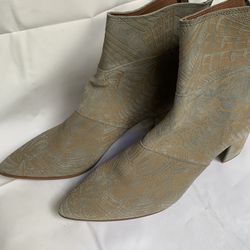 Embossed Suede Boots - Size 9, Made In Portugal