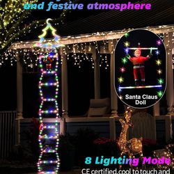 new Christmas LED Ladder Lights, 10ft Christmas Decorative Light with Climbing Santa Claus, Christmas Decorations Lights for Indoor Outdoor Garden Xma