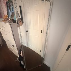 New/Full Body Mirror That Lights Up In 4 Different Colors. And a Pink Chair To Sit Near