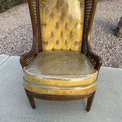 Lewittes Cane Wingback Tufted Chair!