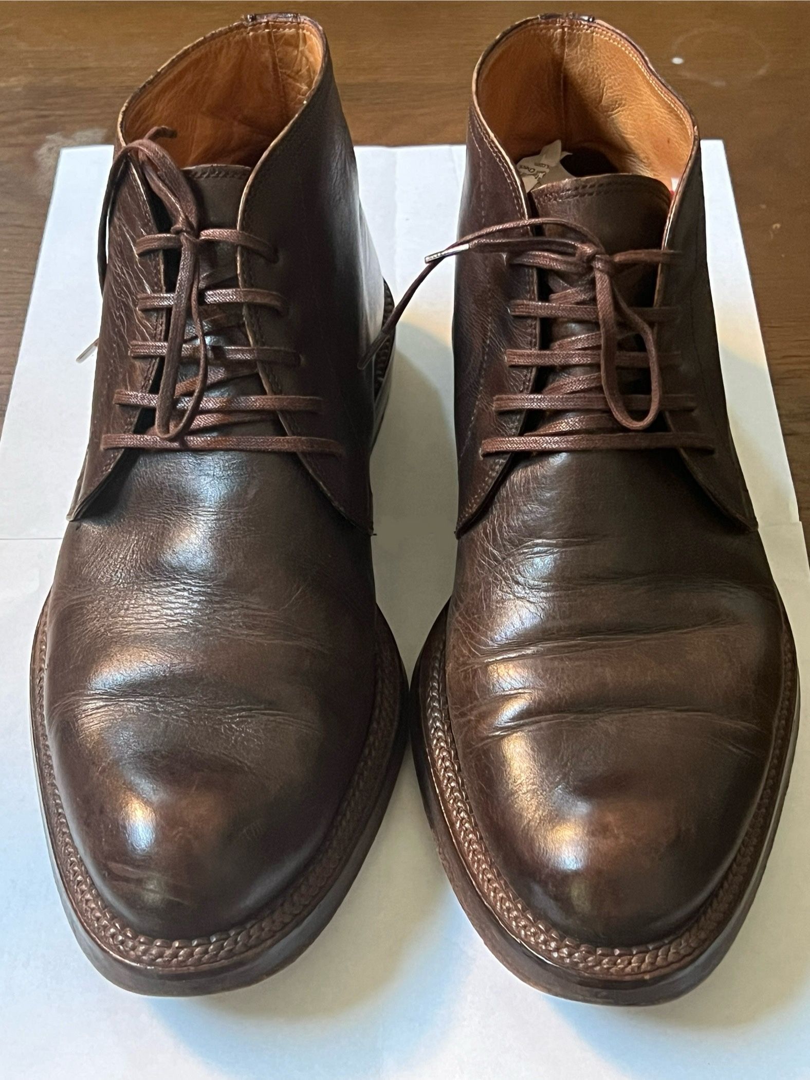 Espresso Brown leather chukka boots, Italian leather men boots, men shoes, Size 10.5
