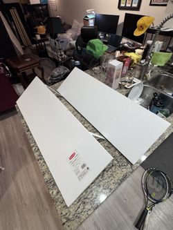 Rubbermaid White Wall Shelves w/ Brackets – 35.8” Wide (Set of 2)