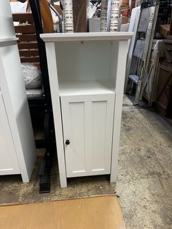 White MDF Wood Floor Bathroom Storage Cabinet