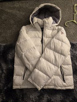 Mens White Guess Puffer Coat. Size L
