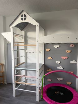 Wood Indoor Playground with Trampoline