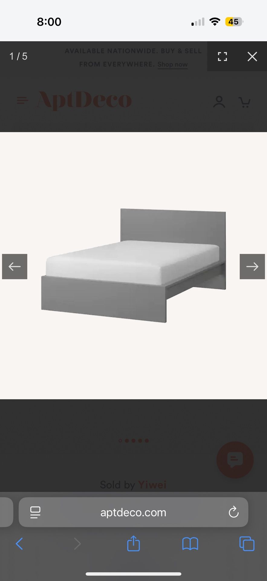 Malm Queen Bed Frame - Gray