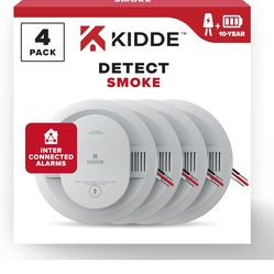 Kidde Hardwired Smoke Detector, 10-Year Battery Backup, Interconnectable, LED Warning Light Indicators, 4 Pack