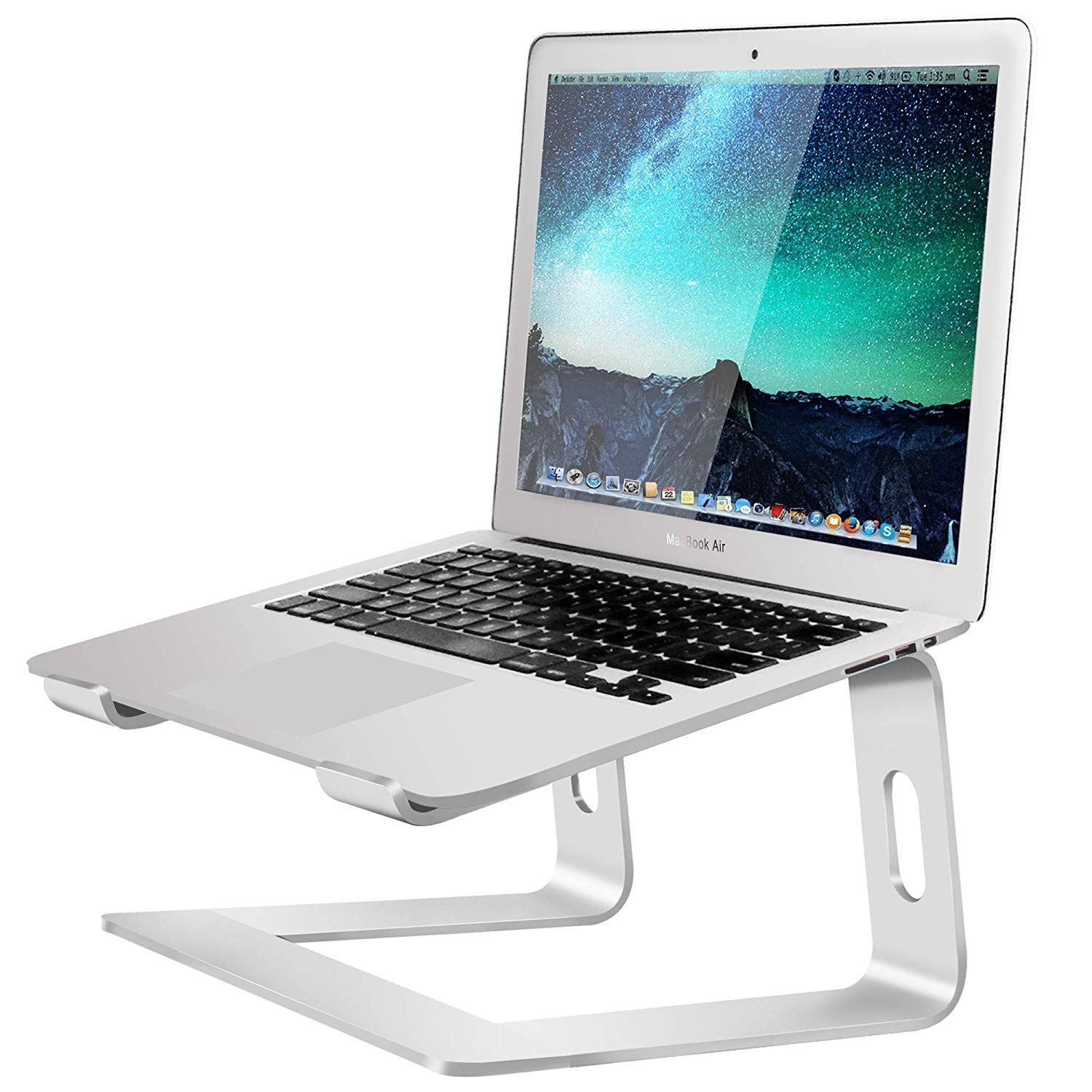 Laptop Stand for Desk Compatible with Mac MacBook Pro Air Notebook, Portable Holder Ergonomic Elevator Metal Riser