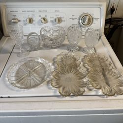 LOT Vintage Crystal Bowl Basket Vases ALL FOR 