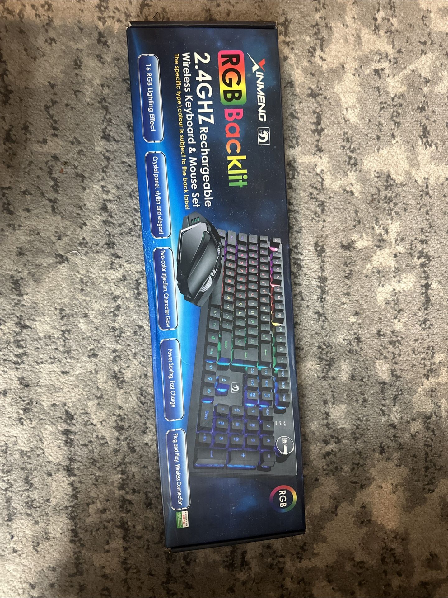 Wireless Gaming Keyboard and Mouse Combo with Rainbow LED Backlit