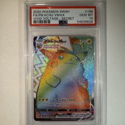2020 Pokemon Sword & Shield Vivid Voltage #188 FA PIKACHU VMAX PSA 10 GEM MT