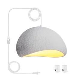 White Textured Pendant Light with 15ft cord