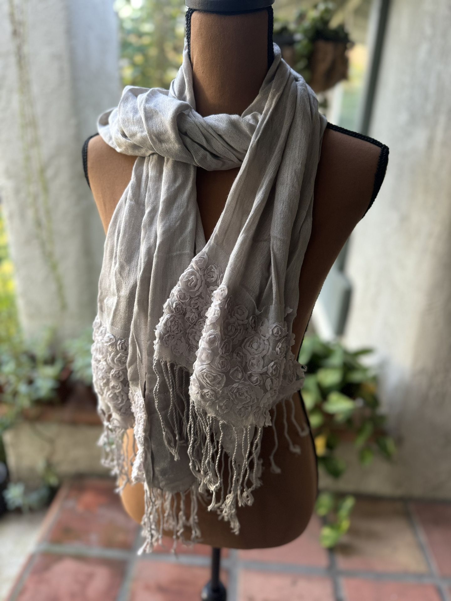 Shabby Chic Scarf with Floral Design