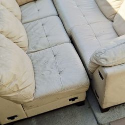Cream Leather Couches  