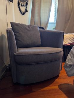 Gray Upholstered Swivel Accent Chair