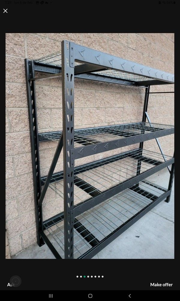 GLADIATOR 4-TIER WELDED STEEL GARAGE STORAGE SHELVING UNTIL 87"IN W X 72"IN H X 24"IN D