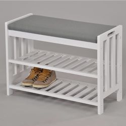 Shoe Rack W/ Fabric Bench 