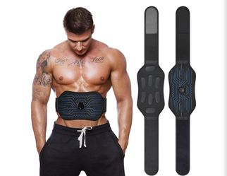 Abs Stimulator Muscle Toner - Abdominal Training Fitness Belt Portable Sport Exercise Workout Equipment (Black Blue)