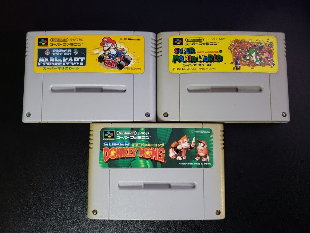 Nintendo Super Famicom SFC Game Lot of 3 Super Mario Kart Super Mario World