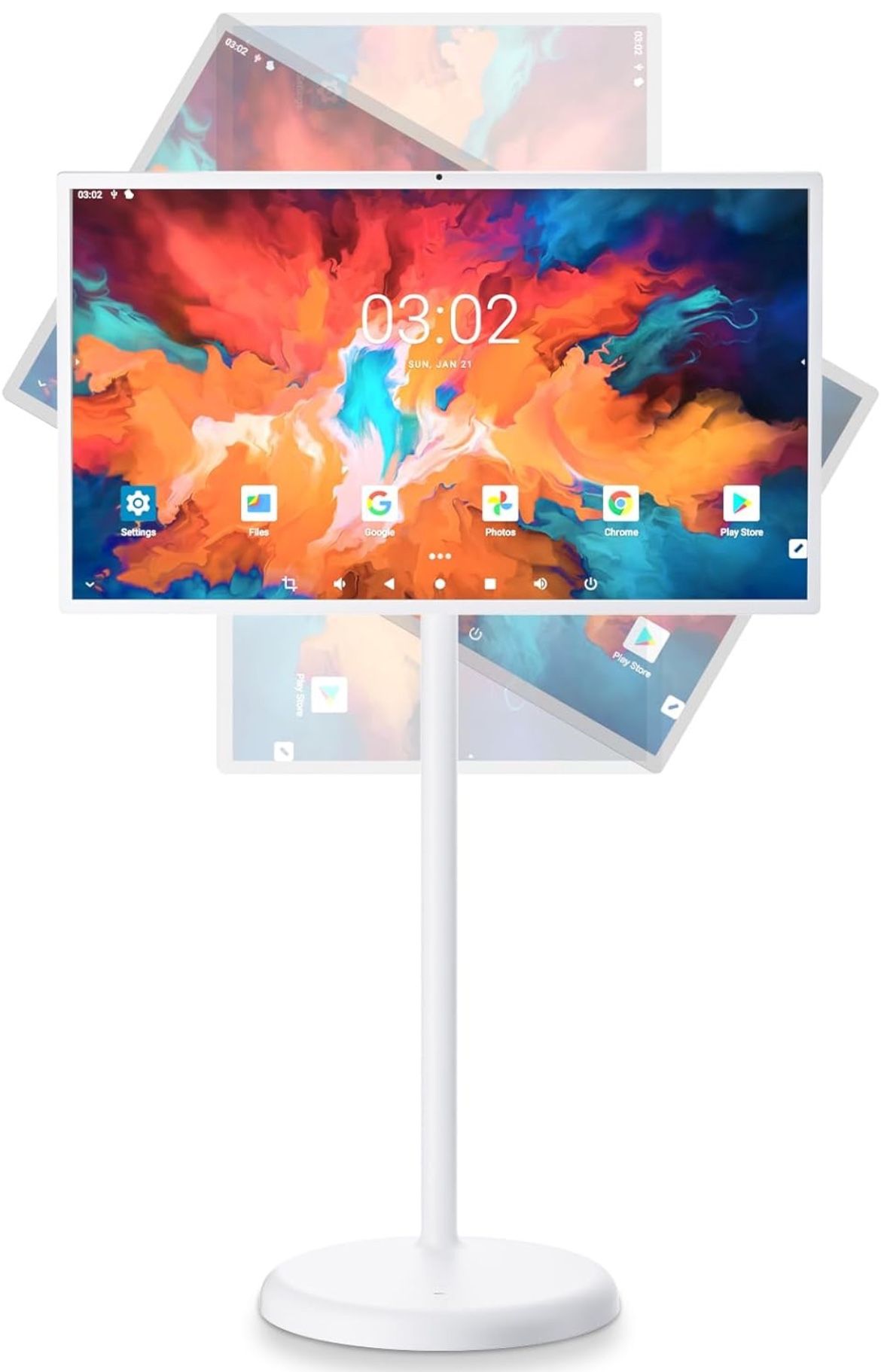 32-Inch Portable TV with Incell Touch Screen | 6G RAM+128G Storage | 1080P TV on Wheels | Bestie Screen Built-in | 8H Video Play Time | Android OS | F