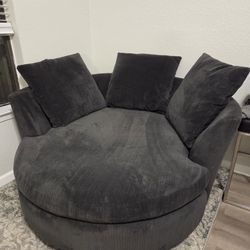Dark Gray Blue Rotating Sofa