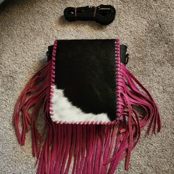 Cowhide Leather Fringe Bag