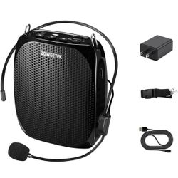 ZOWEETEK ZW-Z258 Portable Rechargeable Mini Voice Amplifier for Teachers with Wired Microphone Headset and Waistband,Supports MP3 Format Audio for Spe
