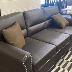 New Espresso Leather Couch / Free Delivery 