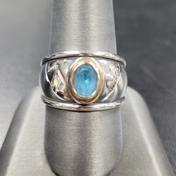 James Avery Retired 18k And Sterling Christina Blue Topaz Ring