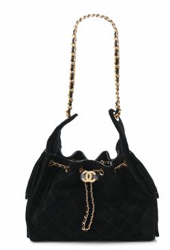 Chanel Quilted Suede Drawstring Bucket Bag