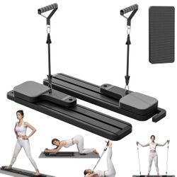 Pilates Board with Resistance Bands 7-in-1 Foldable Pilates Reformer Set - Black  