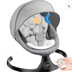Baby Swing for Infants 0-18 Months - 5 Speed Bluetooth Baby Bouncer with 10 Lullabies, Portable Infant Swing Chair (Gray)