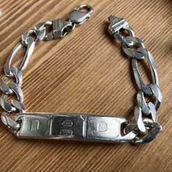 Men’s 8 1/2” Sterling Silver 925 Heavy Chain “DAD” Bracelet
