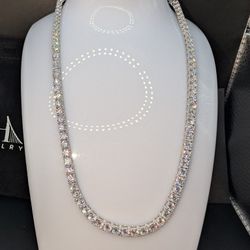 4mm 16" Moissanite Choker Tennis Chain .925 Silver