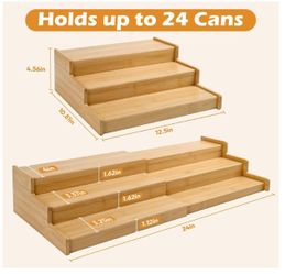 Artcochan 3 Tier Expandable Bamboo Can Rack