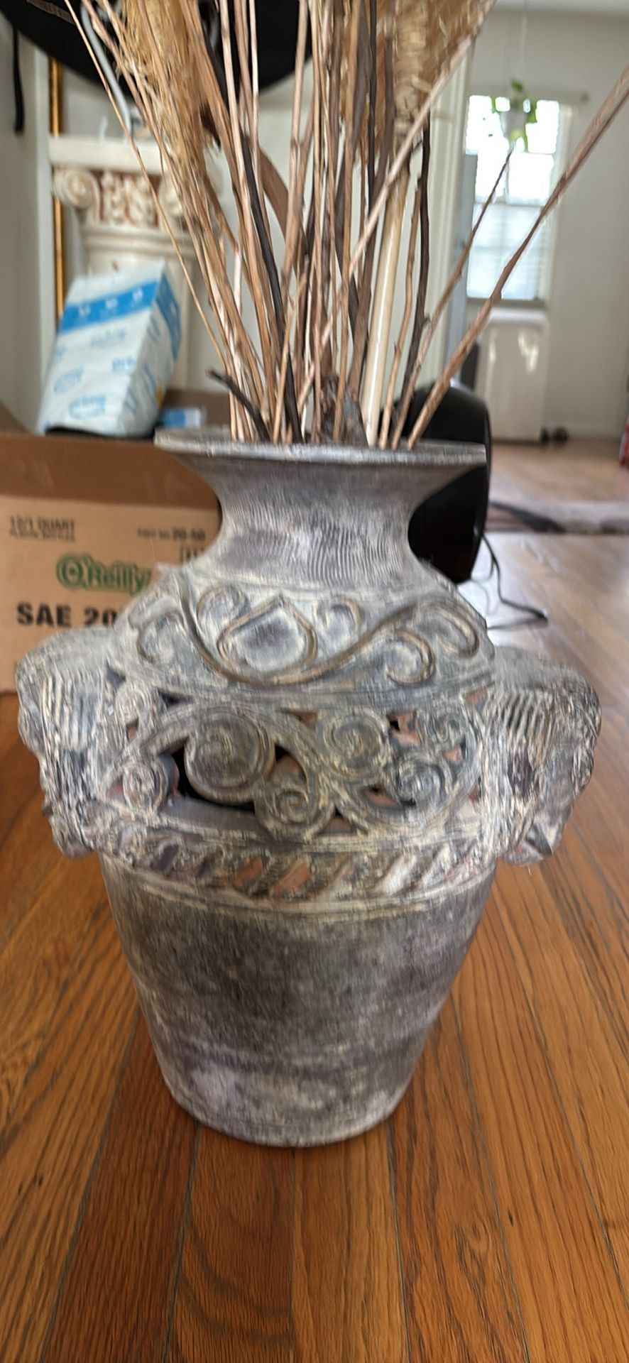 Large Vintage-Style Terra-Cotta Vase – 15” Tall, 32” Diameter