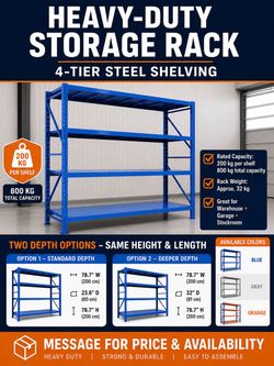Heavy-Duty 4-Tier Steel Storage Rack