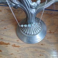 Green Moissanite  Silver Necklace