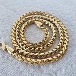 14k Solid Gold Franco Link Rare Rounded Cut Chain Necklace 