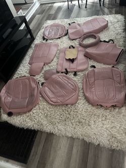 Pink full car seat set with wheel cover