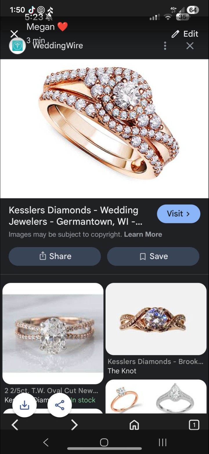 Rose Gold 10k Engagement And Wedding Ring Set