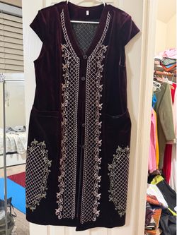 Central Asian / Kyrgyz Traditional Velvet Embroidered Vest Dress – Size 54